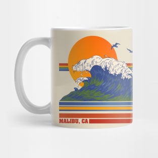 Retro Malibu CA 70s Style Tourist Souvenir Mug